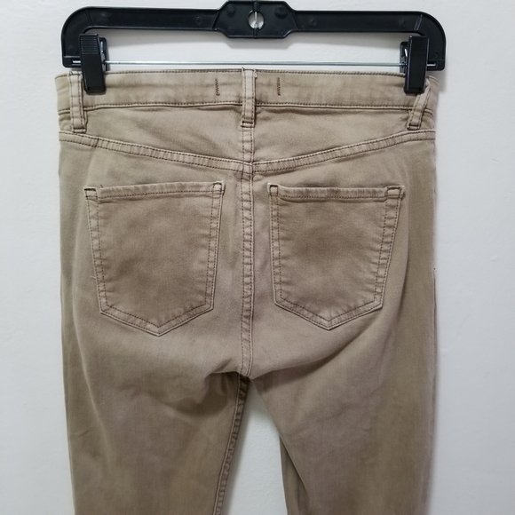 Free People Women Jeans Beige Raw Fringe Cropped Skinny Pants Sz 27 Distressed - Picture 8 of 13